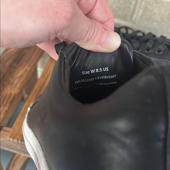 Thursday Women’s Black Leather Sneakers Size 8.5 - Picture 8 of 12